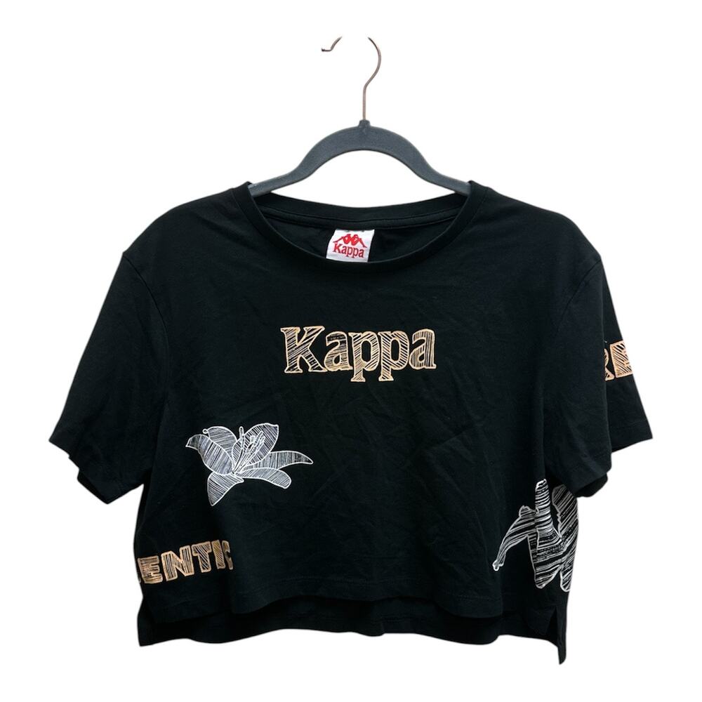 Black Kappa Cropped Floral Tee Sz S